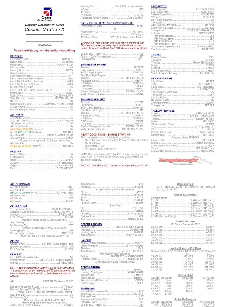Cessna CitationX Check PDF Takeoff Airspeed