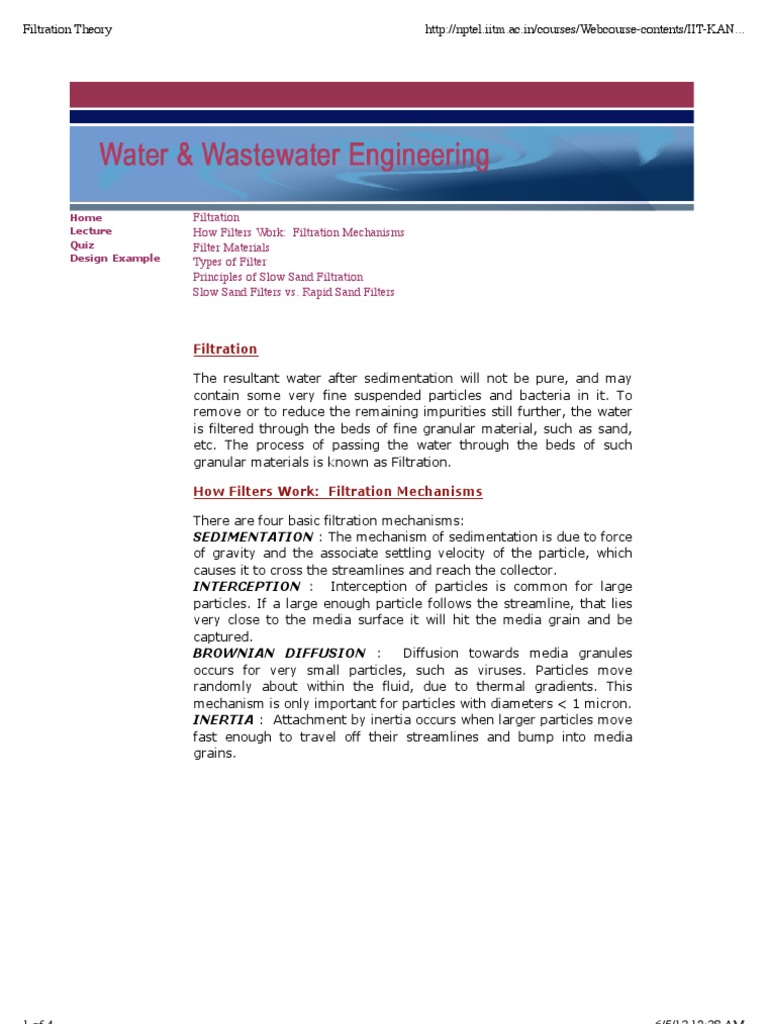 Notes On Filter PDF Filtration Water Purification