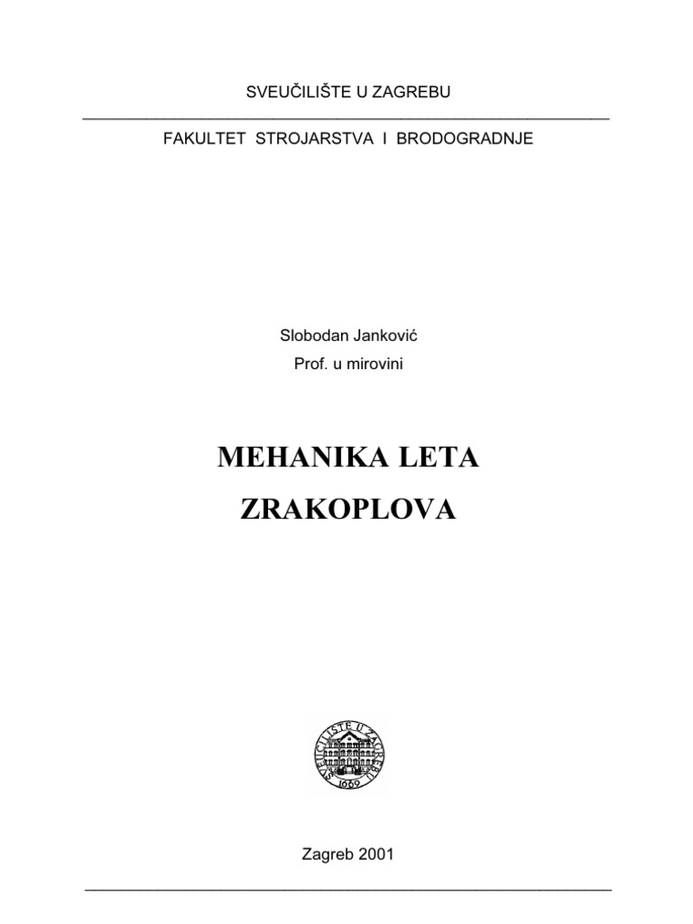 SJankovic-Mehanika Leta Zrakoplova | PDF