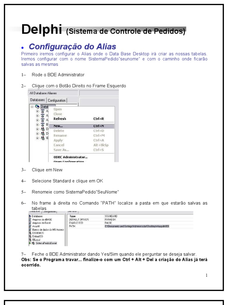 Configuração e Criação de Tabelas Delphi | PDF | Janela (informática ...