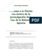 Mensaje A La Nación Con Motivo de La Promulgación de La Ley de La Reforma Agraria