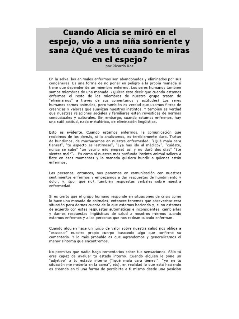 Cuando Alicia Se Miro En El Espejo Docx Ansiedad Ciencia Cognitiva