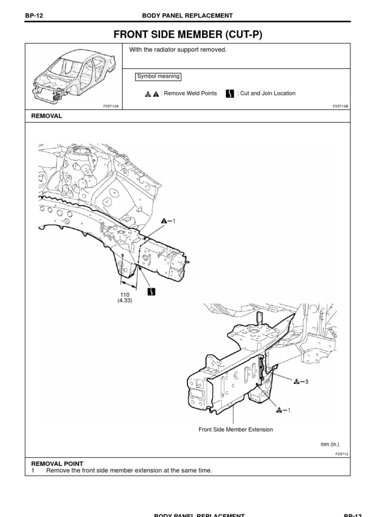 Front Side Member (Cut-P) : With The Radiator Support Removed | PDF