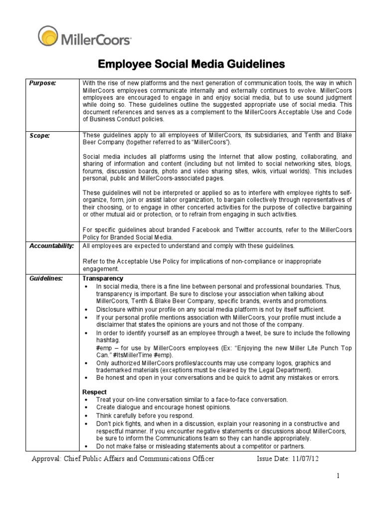 Employee Social Media Guidelines Digital & Social Media Social Media