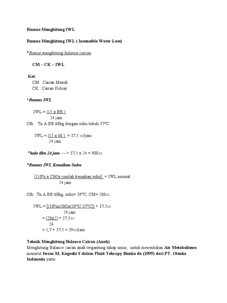 Rumus Menghitung Iwl