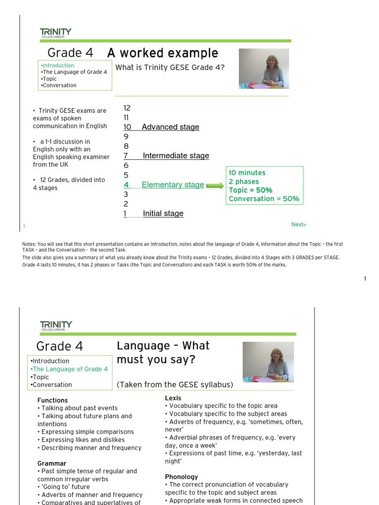Grade 4 - Trinity Exam Tips | PDF