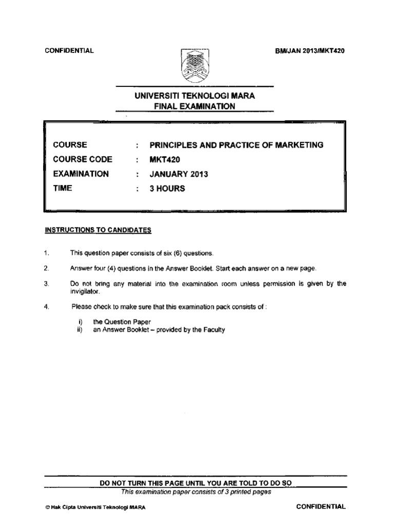 Marketing Exam Paper | PDF | Marketing | Economies