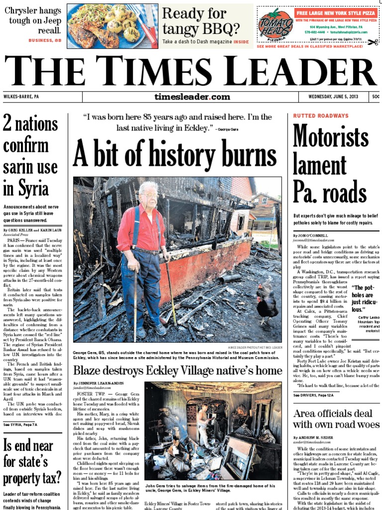 Times Leader 06-05-2013 | PDF | Malaria | Recep Tayyip Erdoğan