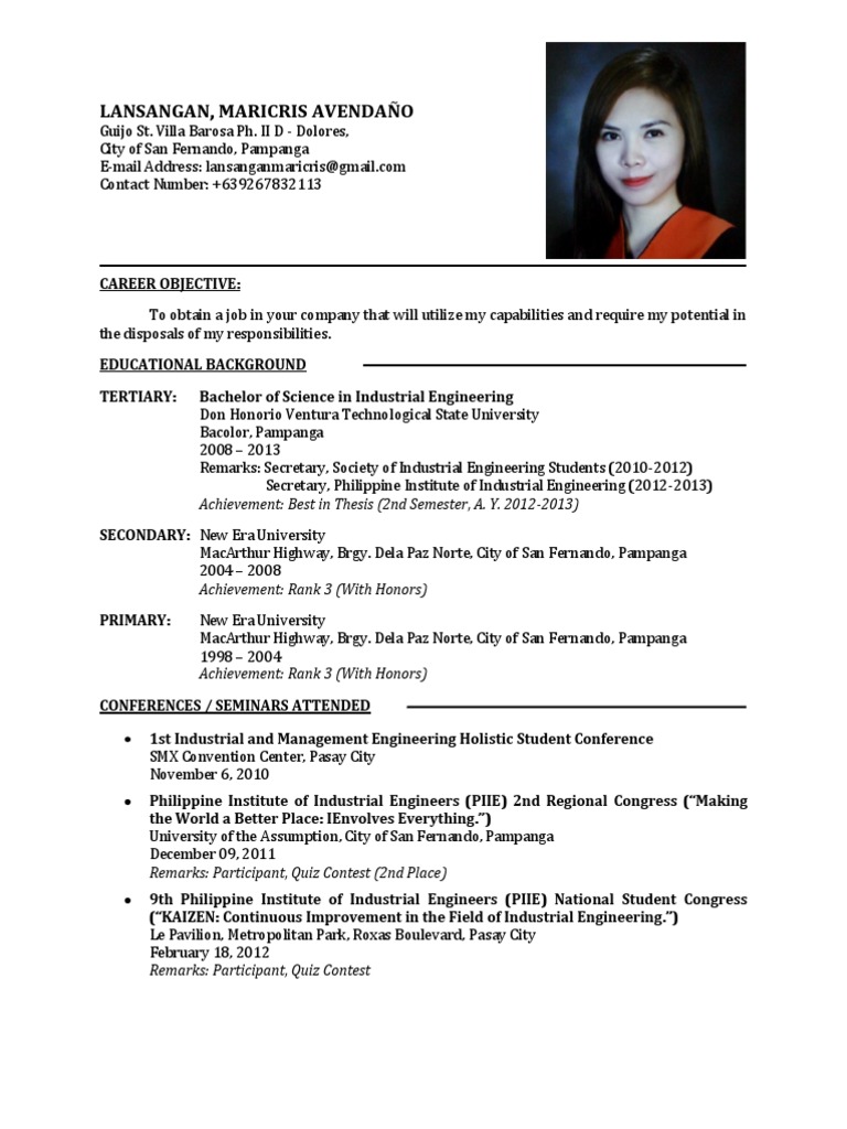 resume Sample Resume For A Fresh Graduate 1525923538v1