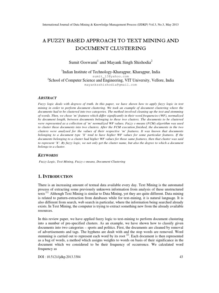 A Fuzzy Based Approach To Text Mining Anddocument Clustering | PDF ...