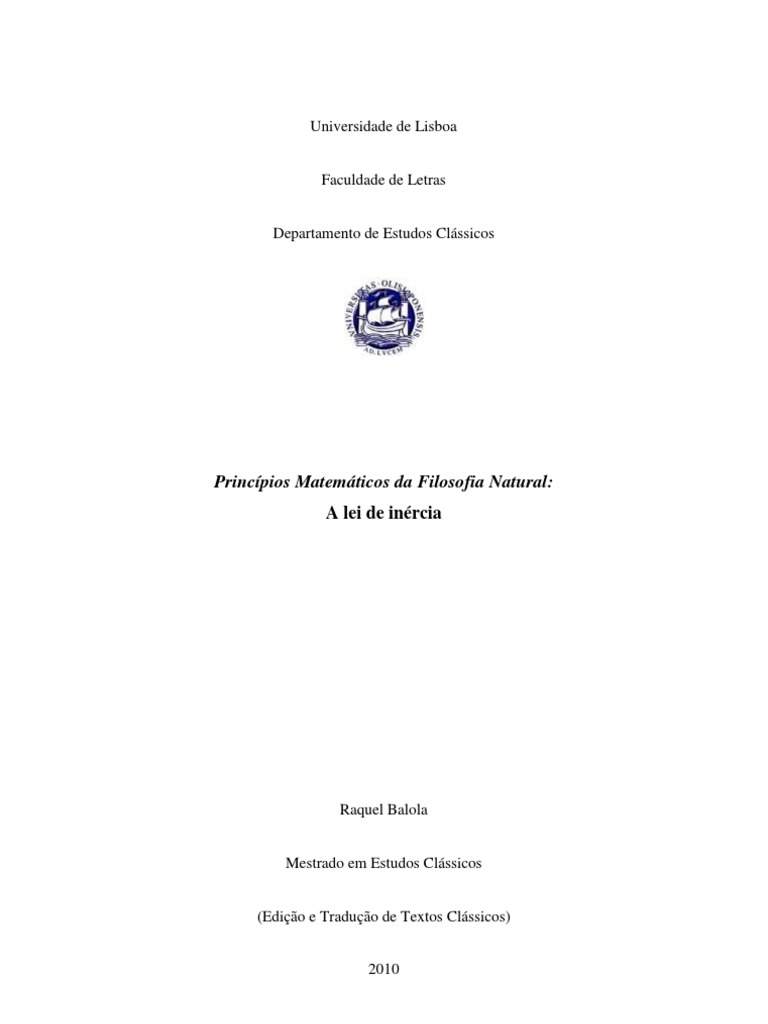 Princípios Matemáticos da Filosofia Natural PDF Isaac Newton Força