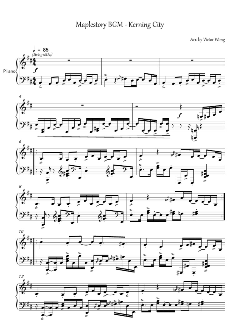 Kerning City Maplestory Bgm Piano By Victor Wong