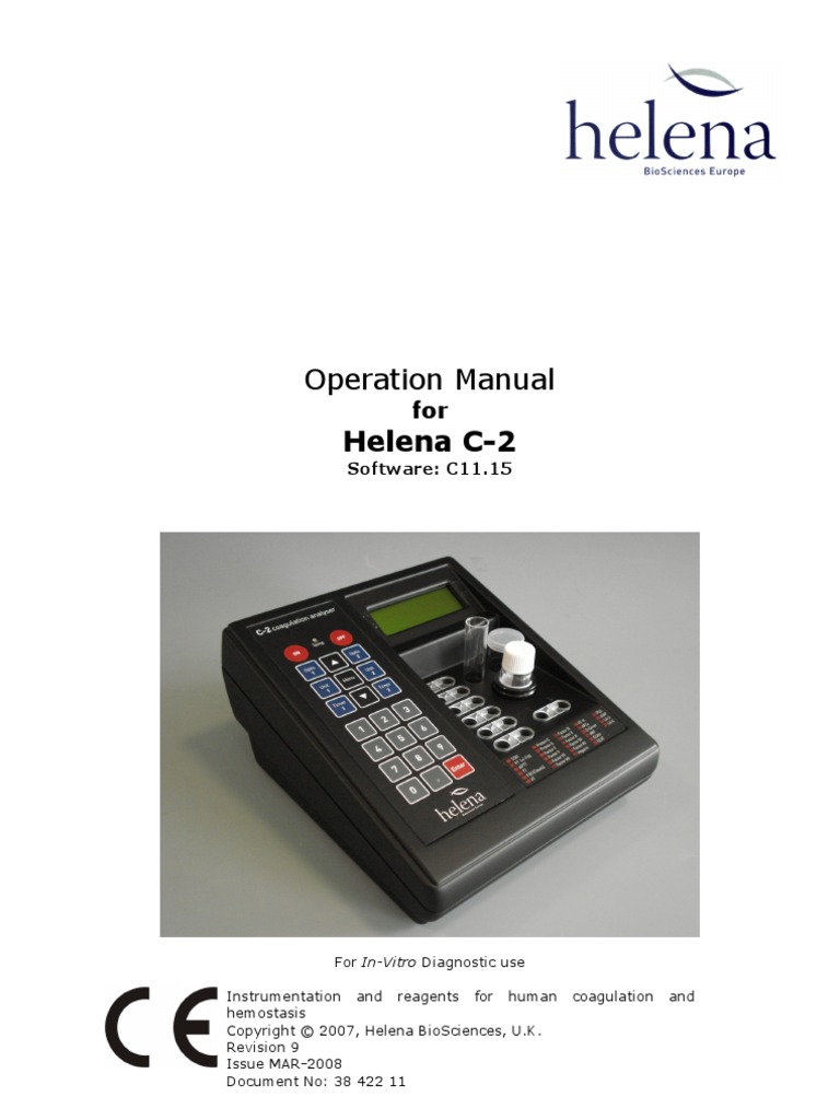 C-2 Operators Manual V11.15 | Coagulation | Calibration