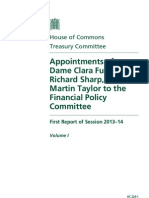 Treasury Select Committee Report on Appointments to FPC