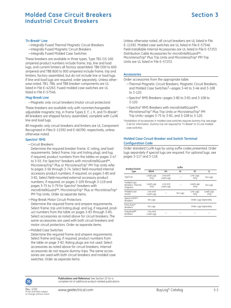 GE BuyLog Section 3 Molded Case Circuit Breakers PDF PDF Fuse