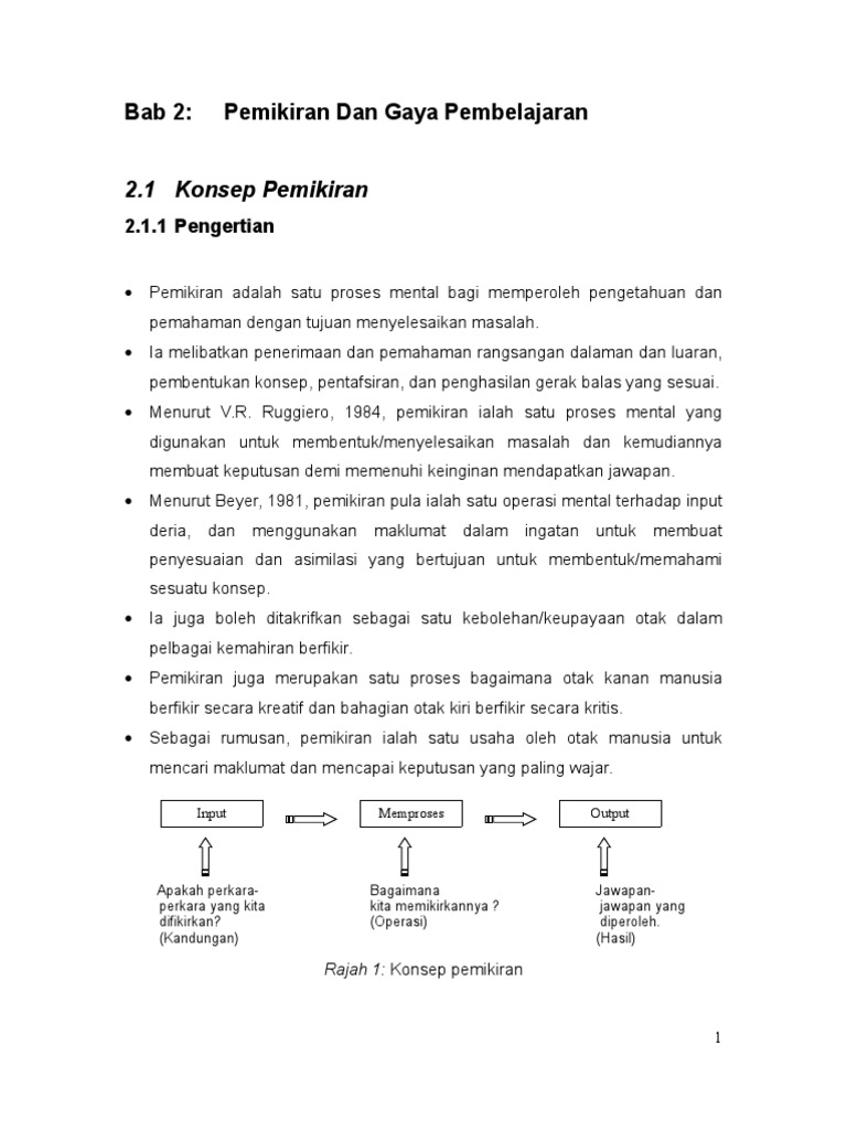 Pemikiran Dan Gaya Pembelajaran