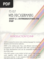 Web Programming: Unit 2: Introduction To PHP