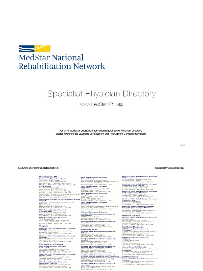 MedStar Specialist Physician Directory | PDF | Maryland | Medicine