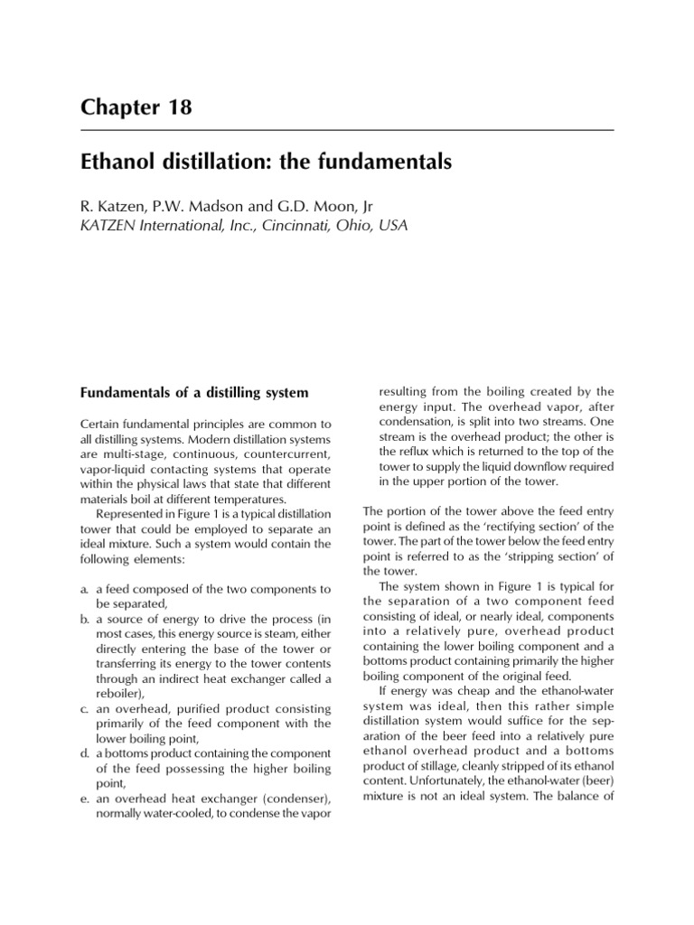 Ethanol Water Distillation System PDF Distillation Ethanol