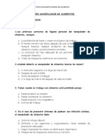 Examen Manipulador de Alimentos