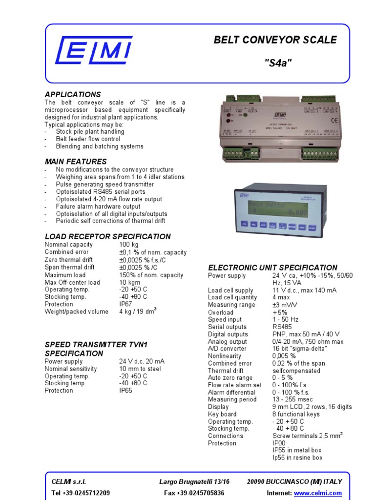 Belt Conveyor Scale "S4a": Applications | PDF | Belt (Mechanical ...