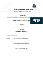 Reporte de Matematica Unidad 6 Fracciones