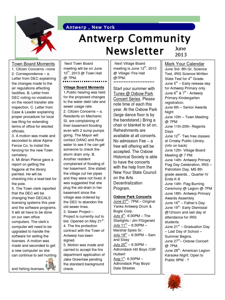 Antwerp Community Newsletter - June 2013 | PDF | Travel | Home & Garden