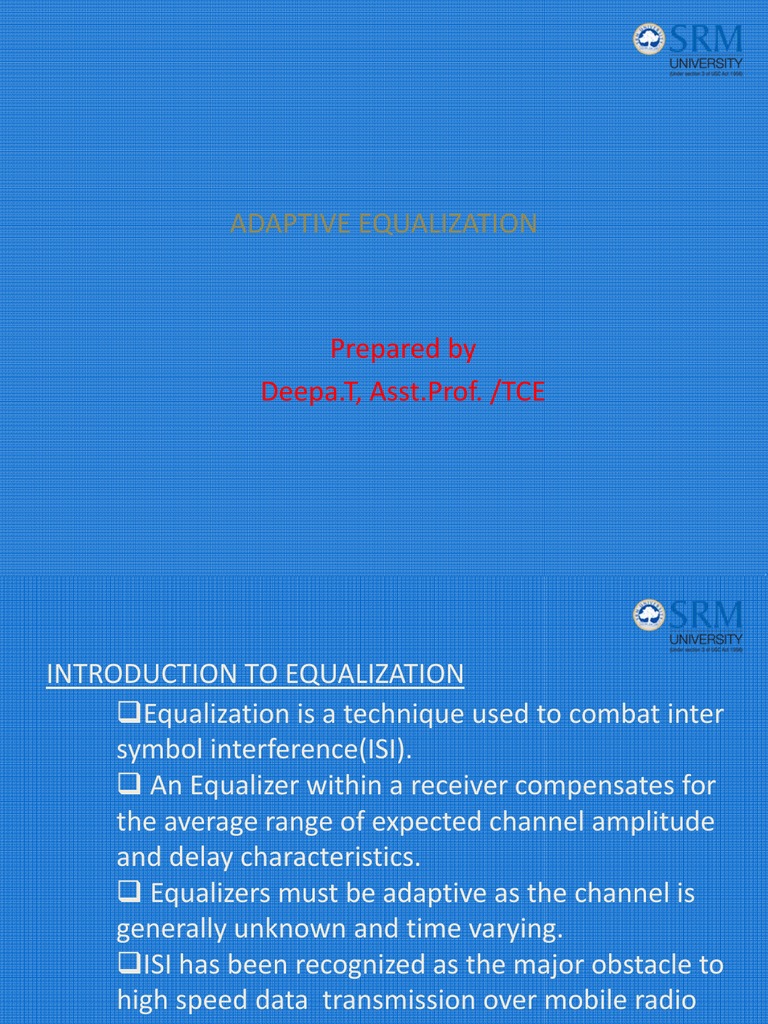 Adaptive Equalizer PDF Equalization (Audio) Filter (Signal Processing)