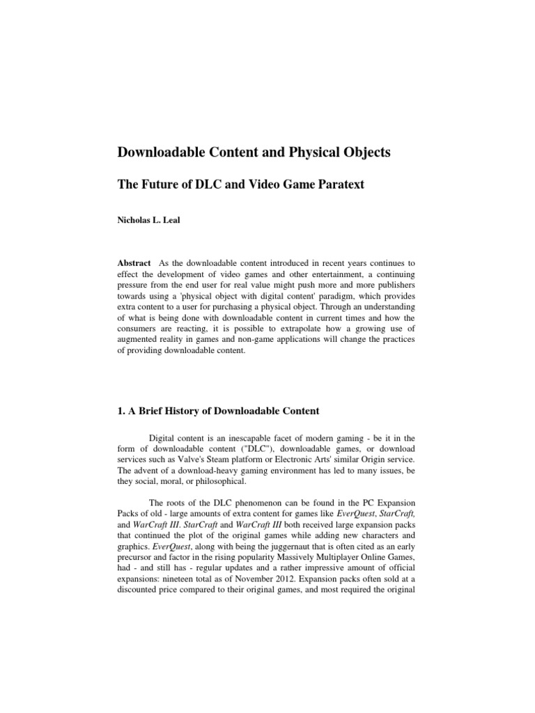 Downloadable Content and Physical Objects - The Future of DLC and Video ...