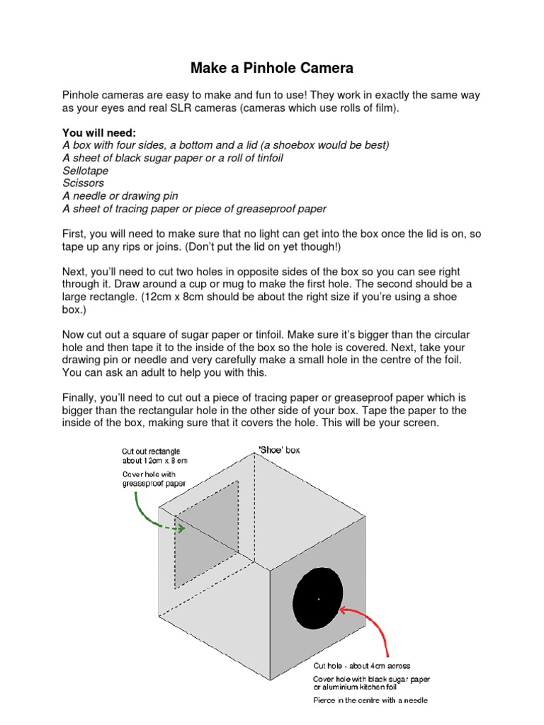 Pinhole Camera Worksheet | PDF | Camera | Optics