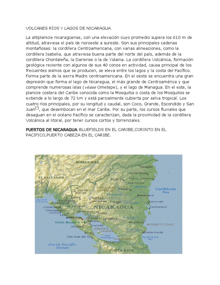 Volcanes Ríos y Lagos de Nicaragua | PDF