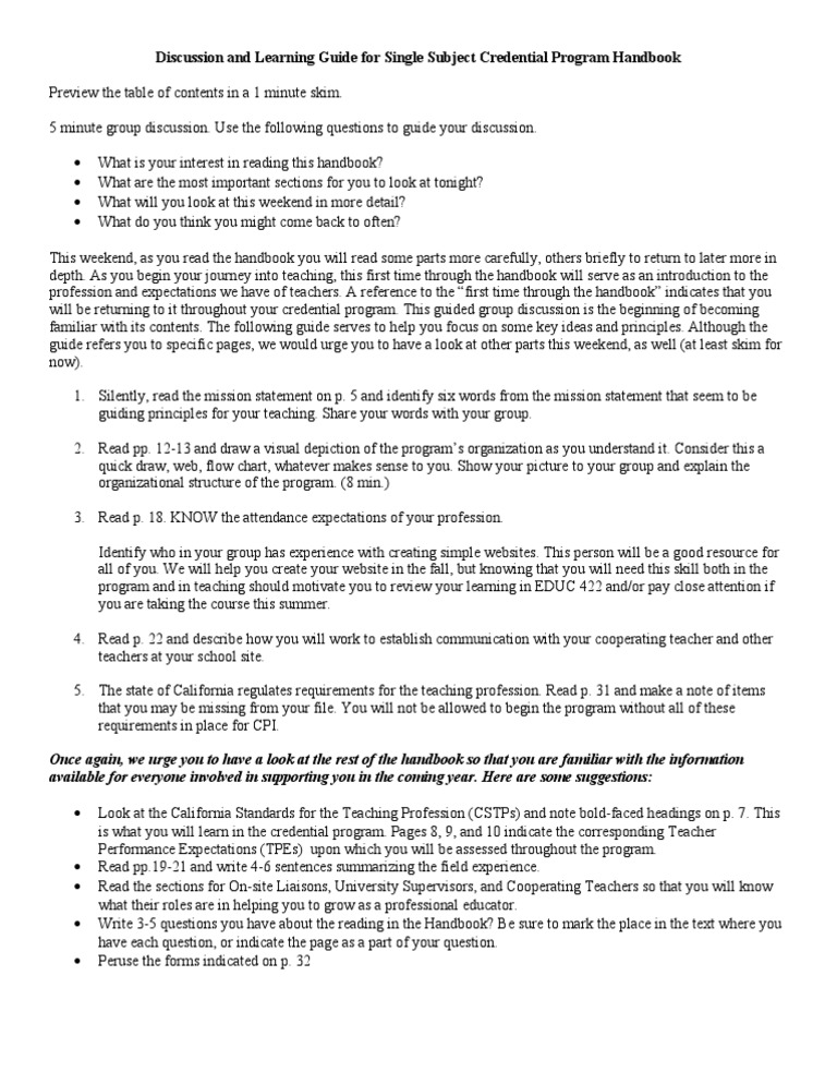 SS Handbook Study Guide | PDF | Career & Growth | Self-Improvement