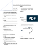 Examen Trimestral de Matemática Cuarto de Primaria 2013