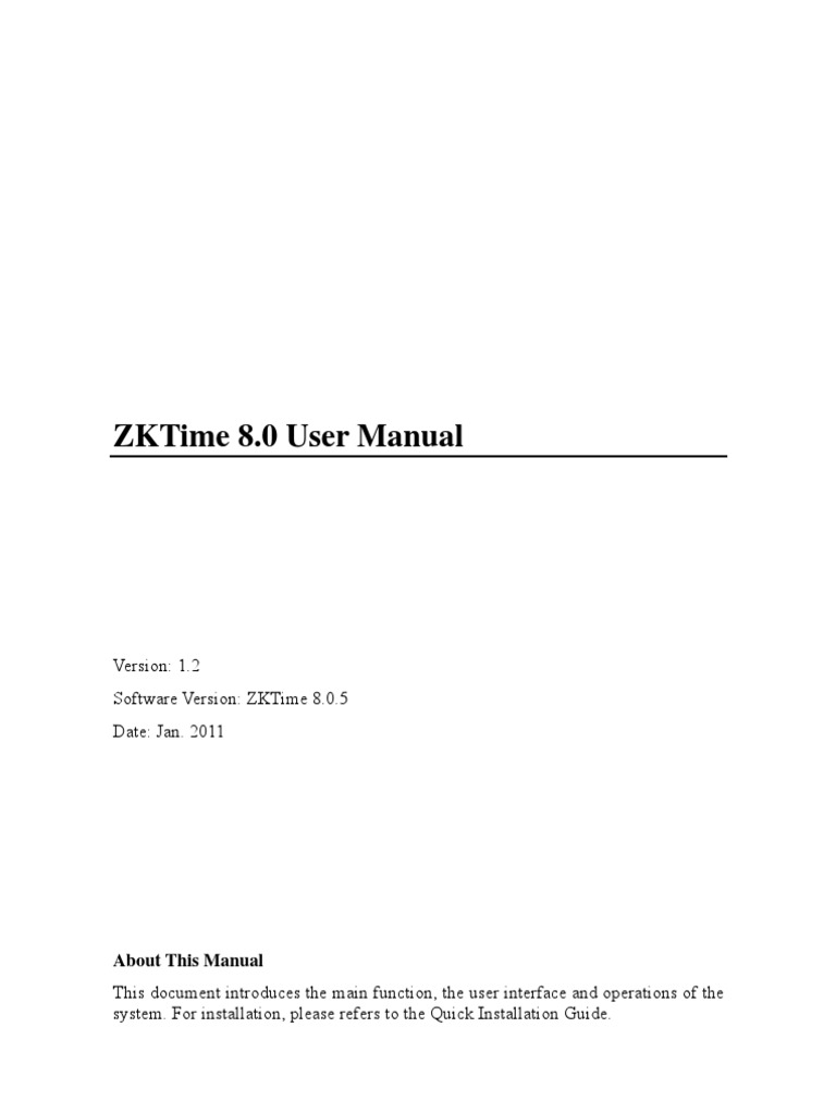 ZK Time Manual 8.0 | PDF | Superuser | Databases