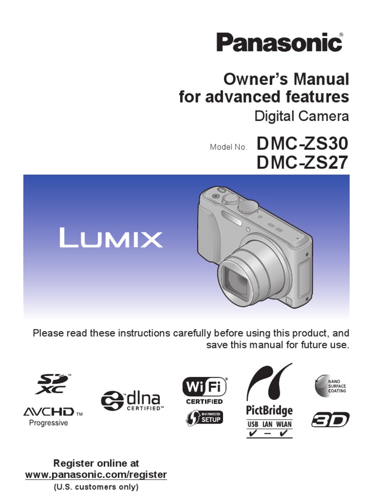 Panasonic DMC-ZS30 Owner's Guide | Secure Digital | Usb