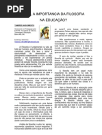 QUAL A IMPORTANCIA DA FILOSOFIA NA EDUCAÇÃO - Por Tamires Nascimento, Barro Alto-BA