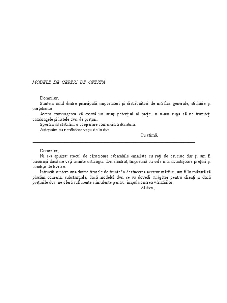 Model de Cerere de Oferta