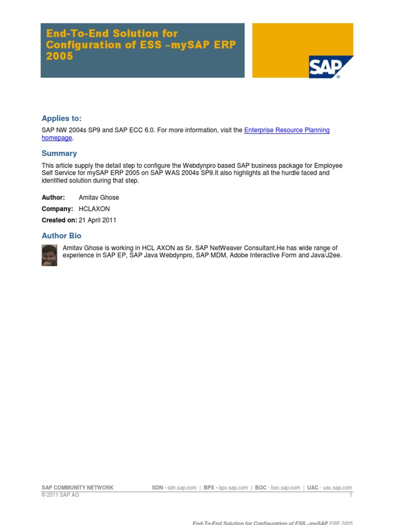 End To End Configuration of ESS | PDF