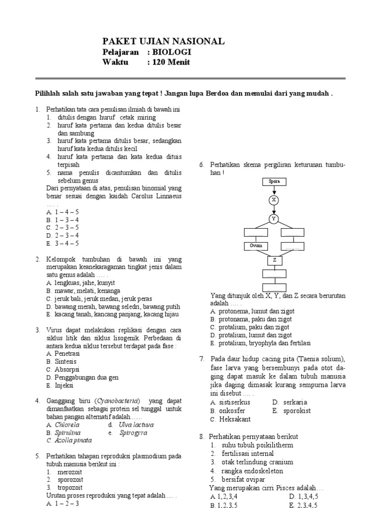 Soal Un Biologi Lat 11