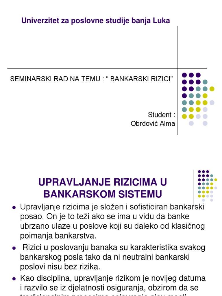 Prezentacija - Bankarski Rizici | PDF