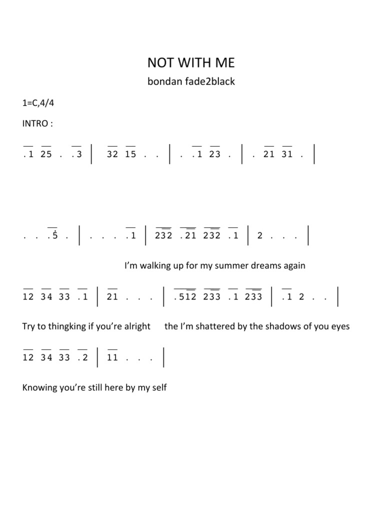 Bondan Prakoso: Not With Me Chords | PDF