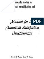 Monograph XXII - Manual For The MN Satisfaction Questionnaire