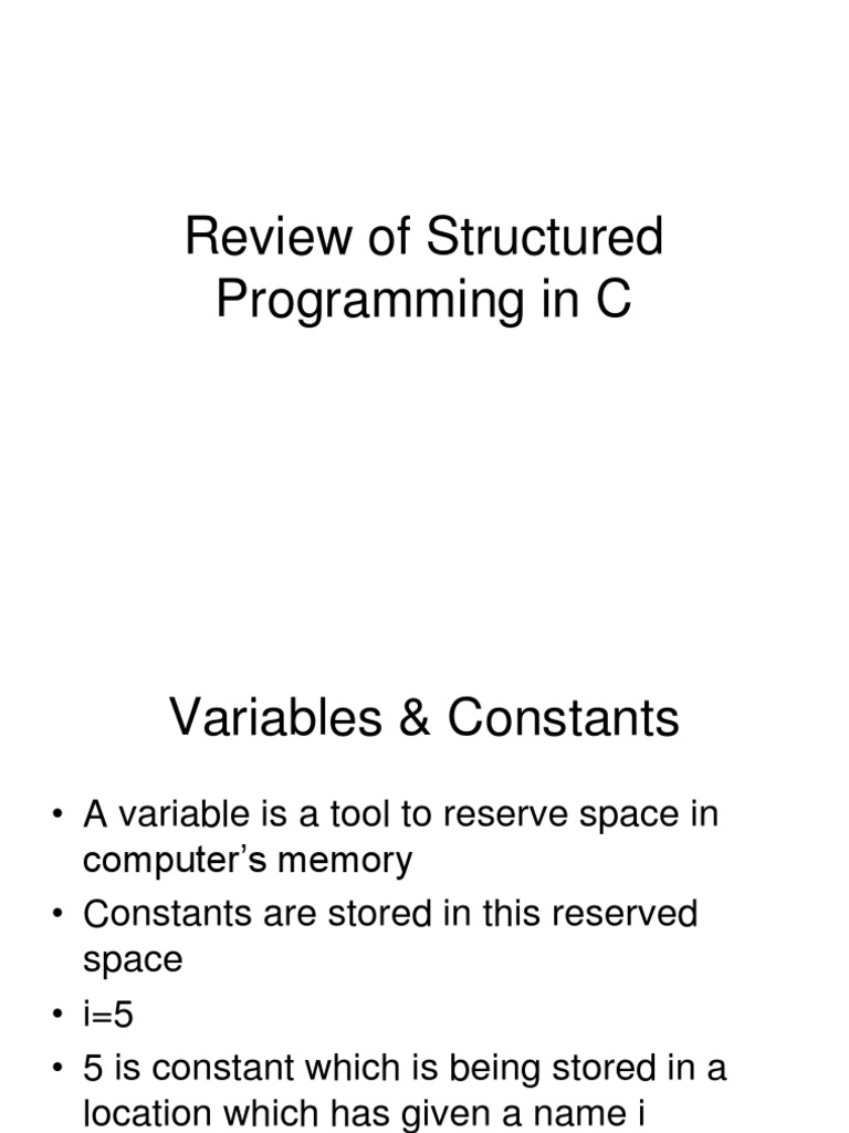 Review of Structured Programming in C | PDF | C (Programming Language ...