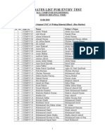 
CANDIDATE LISTS FOR M.Sc ENTRY TEST 2013 EntryTest List ComED FullTime 2013