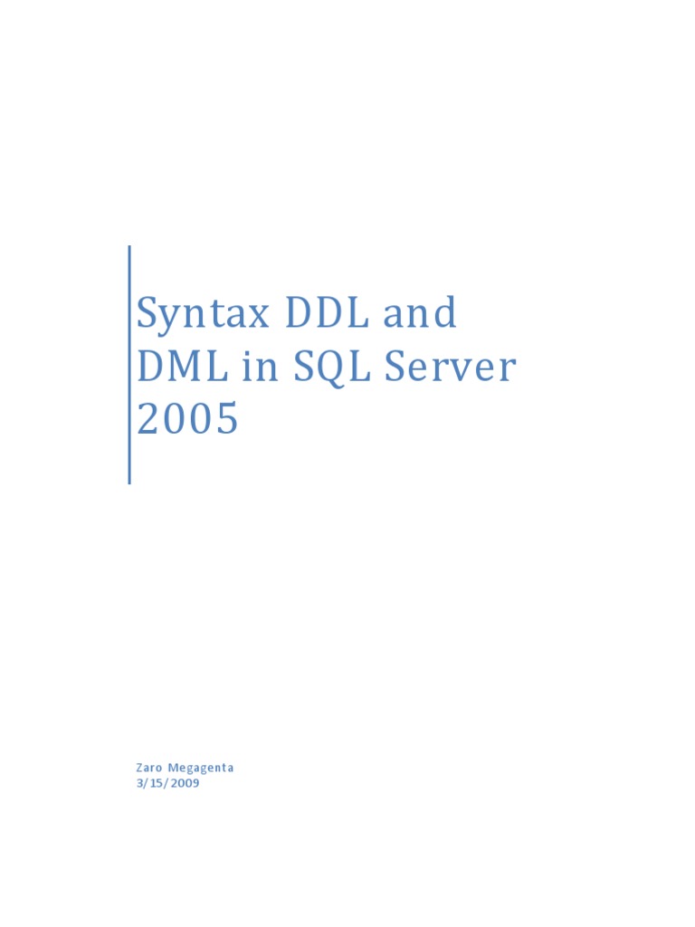 DDL - DML | PDF | Microsoft Sql Server | Data Model