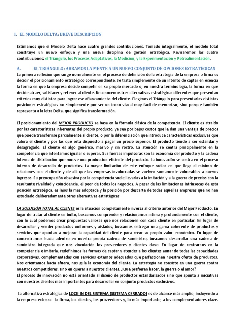 El Modelo Delta: Estrategias Clave | PDF | Producto (Negocio ...