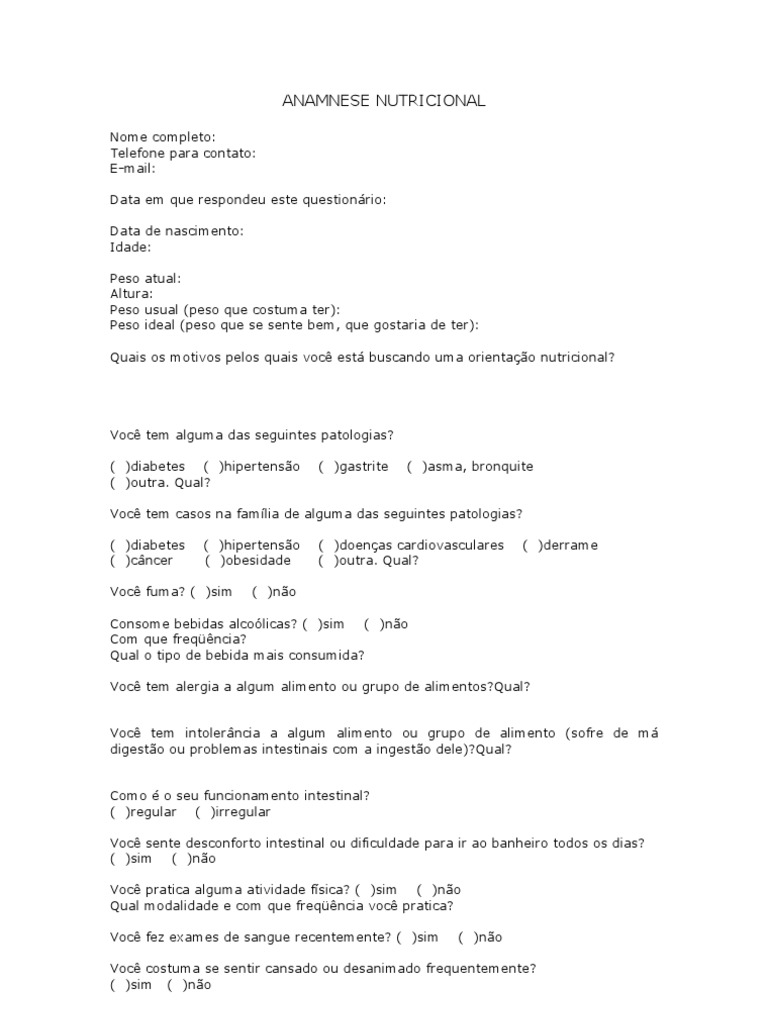 Anamnese Nutricional: todas as suas dúvidas respondidas aqui