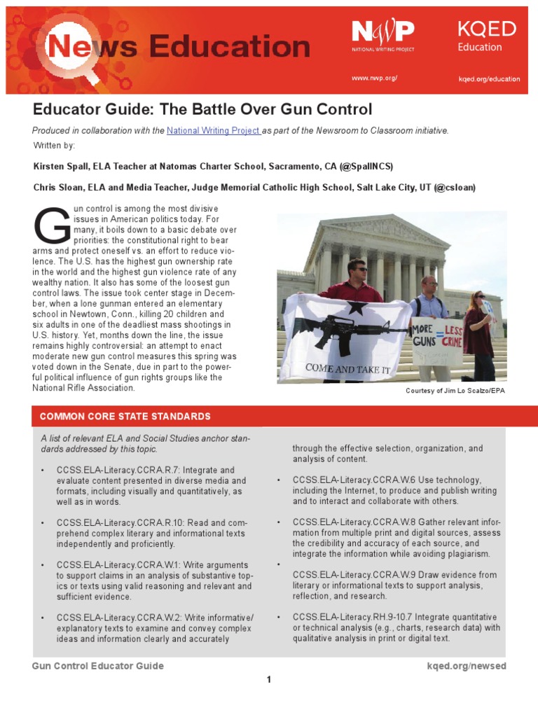 Gun Control Educator Guide | PDF | Gun Control | Gun Politics In The ...