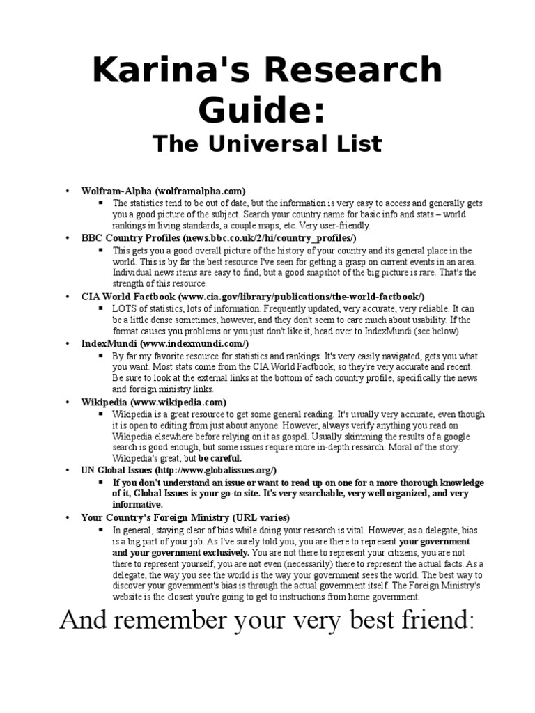Essential Research Resources for Delegates | PDF | United Nations ...