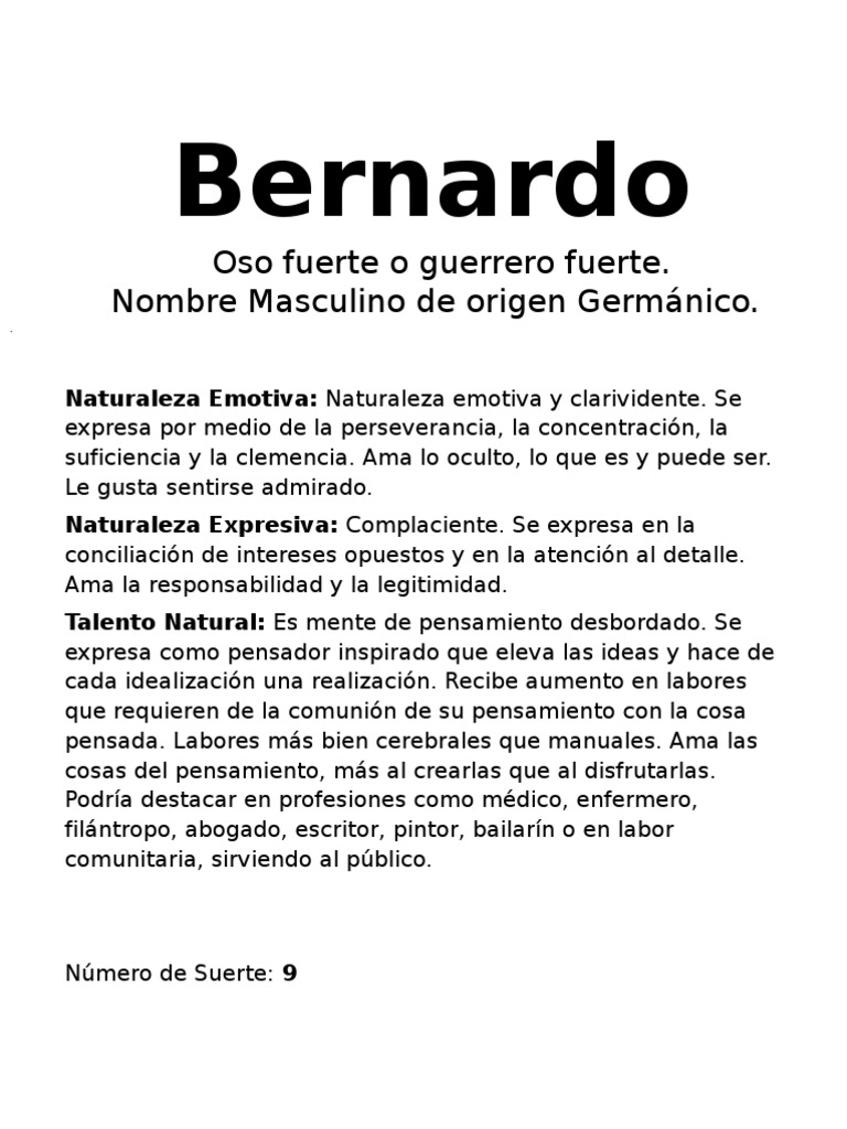 El Significado Del Nombre Bernardo PDF